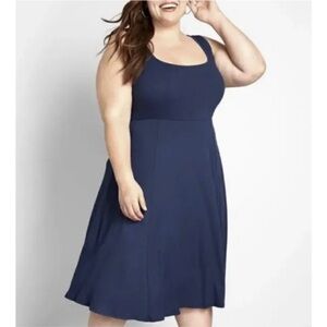 ModCloth Ribbed Navy Blue Skater Tank Dress Knit Sz 2X
